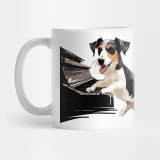 Dog playing piano Mug